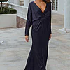 NELSON FULL SLEEVE SATIN GOWN – NAVY BLUE 1
