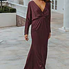 NELSON FULL SLEEVE SATIN GOWN– PLUM 1