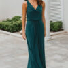 NOVARA COWL JERSEY DRESS – PINE GREEN 1