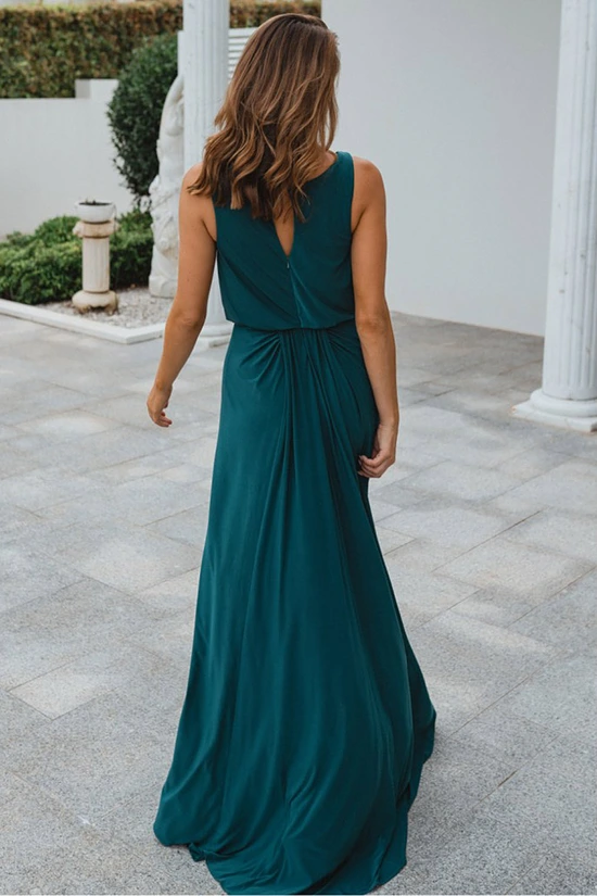 NOVARA COWL JERSEY DRESS – PINE GREEN 2