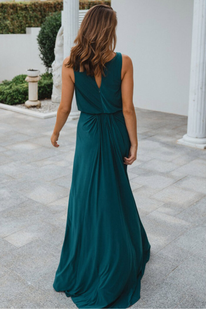 NOVARA COWL JERSEY DRESS – PINE GREEN 2