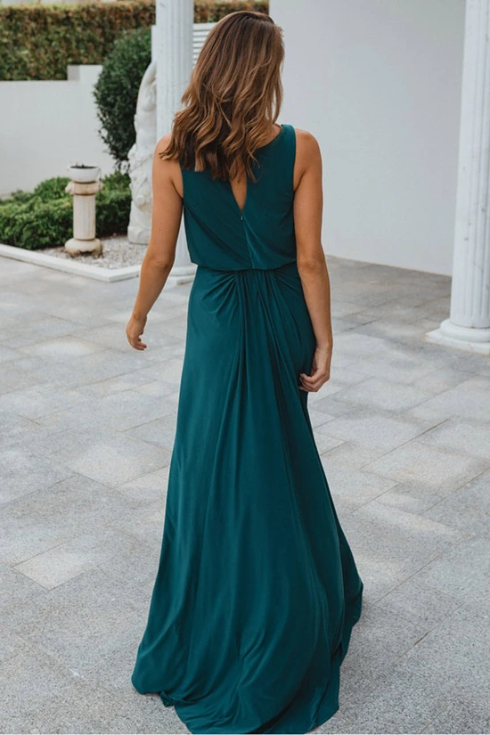 NOVARA COWL JERSEY DRESS – TEAL GREEN 2