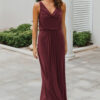 NOVARA COWL JERSEY DRESS – WINE RED 1