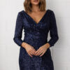 MADONNA SEQUIN EVENING GOWN– NAVY BLUE 1