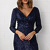 MADONNA SEQUIN EVENING GOWN– NAVY BLUE 1
