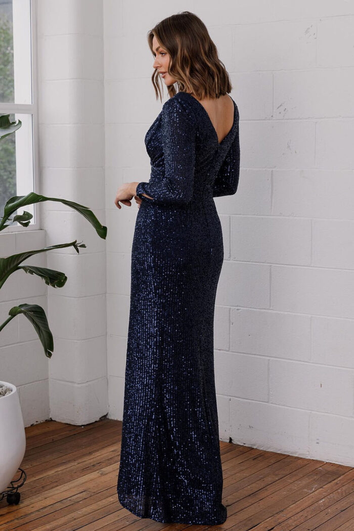 MADONNA SEQUIN EVENING GOWN– NAVY BLUE 2