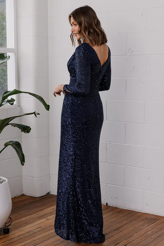 MADONNA SEQUIN EVENING GOWN– NAVY BLUE 2