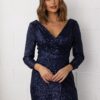 Madonna Sequin Evening Gown by Tania Olsen - Navy Blue