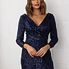 Madonna Sequin Evening Gown by Tania Olsen - Navy Blue