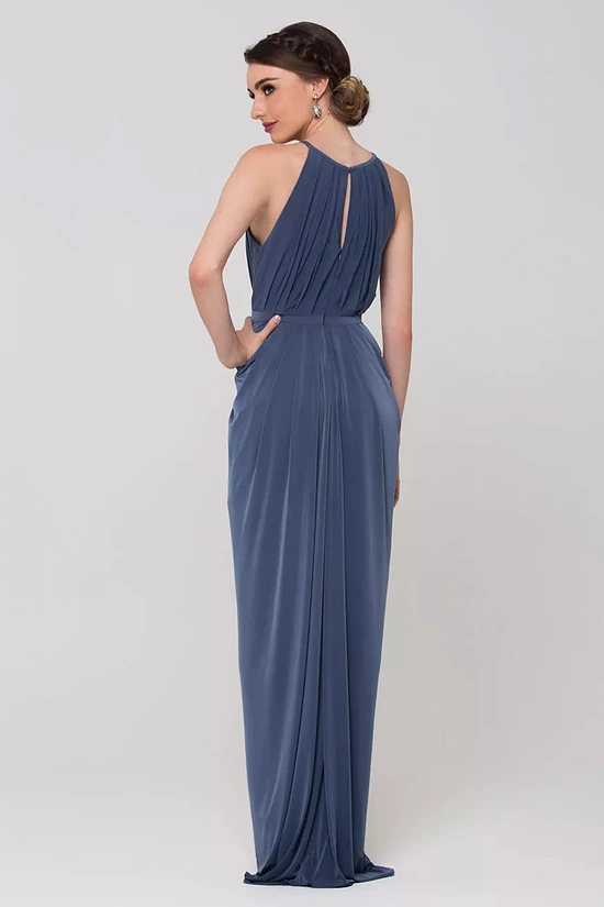 SANDRA HIGH NECK DRESS– DUSTY INDIGO 2