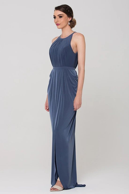 SANDRA HIGH NECK DRESS– DUSTY INDIGO 3