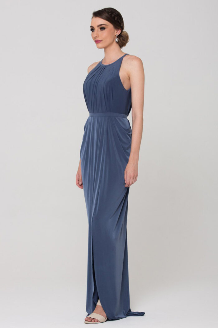 SANDRA HIGH NECK DRESS– DUSTY INDIGO 3