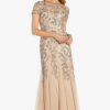 JULIA FLORAL BEADED GOWN – TAUPE PINK 1