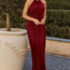 LINDEN SATIN GOWN– WINE RED 1