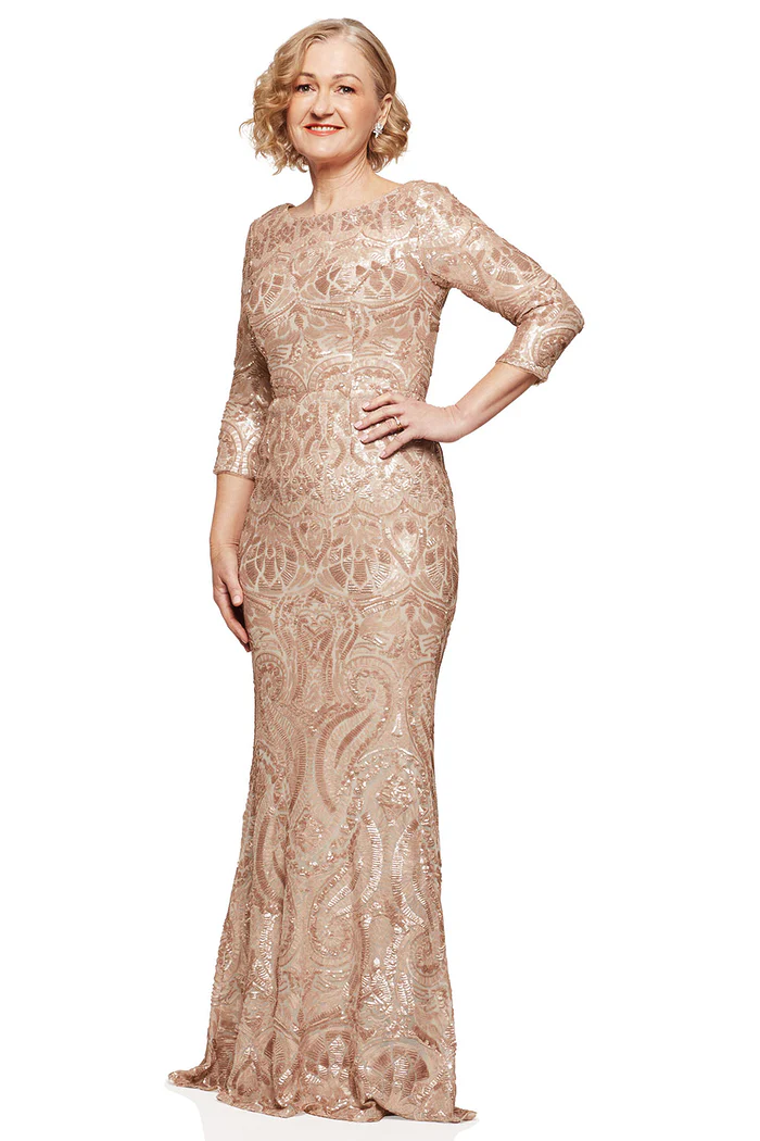 ROXY SEQUIN GOWN IN GOLD 1