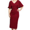 CATHERINE FLUTTER SLEEVE MID LENGTH GOWN IN WINE 1 1