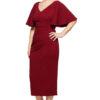 CATHERINE FLUTTER SLEEVE MID LENGTH GOWN IN WINE 2 1