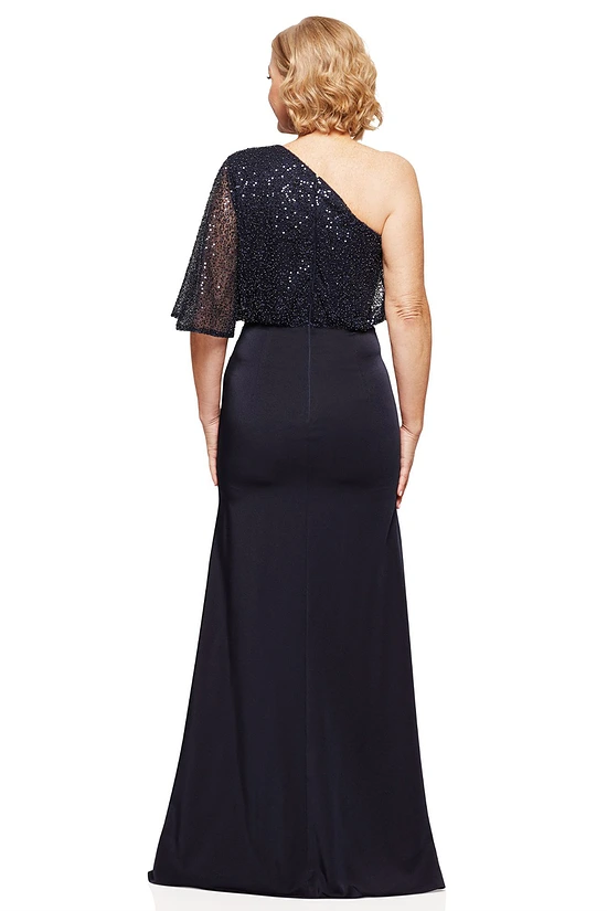 COLLEEN ONE SHOULDER GOWN IN NAVY 3