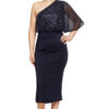 COLLEEN ONE SHOULDER MID LENGTH GOWN IN NAVY 1