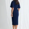 Catherine Midi Timeless Elegance with Contemporary Detail in Navy Mother of the Bride Dress