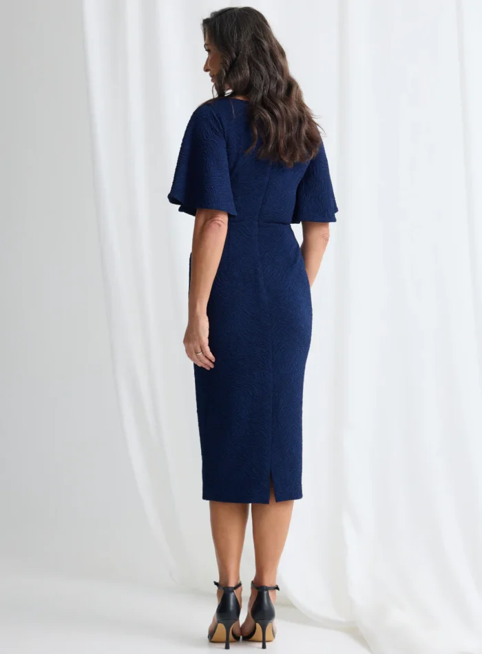 Catherine Midi Timeless Elegance with Contemporary Detail in Navy Mother of the Bride Dress