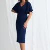 Catherine Midi Timeless Elegance with Contemporary Detail in Navy Mother of the Bride Dress