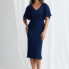 Catherine Midi Timeless Elegance with Contemporary Detail in Navy Mother of the Bride Dress
