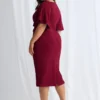 Catherine Midi Timeless Elegance with Contemporary Detail in Wine Mother of the Bride Dress