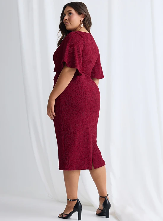 Catherine Midi Timeless Elegance with Contemporary Detail in Wine Mother of the Bride Dress