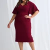 Catherine Midi Timeless Elegance with Contemporary Detail in Wine Mother of the Bride Dress