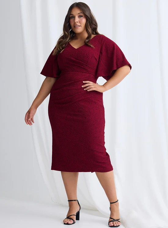 Catherine Midi Timeless Elegance with Contemporary Detail in Wine Mother of the Bride Dress