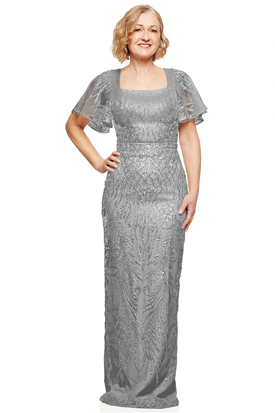 GEORGIA BEADED GOWN IN CHARCOAL 1