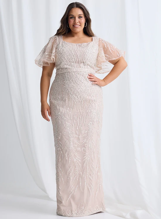 Georgia Beaded Dress Refined Sparkle with Elegant Movement in Champagne Mother of the Bride Dress