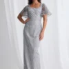 Georgia Beaded Dress Refined Sparkle with Elegant Movement in Silver Mother of the Groom Dress