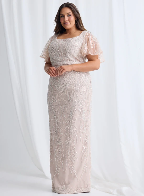 Georgia Beaded Dress Refined Sparkle with Elegant Movement in Champagne Mother of the Bride Dress