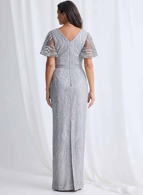 Georgia Beaded Dress Refined Sparkle with Elegant Movement in Silver Mother of the Groom Dress