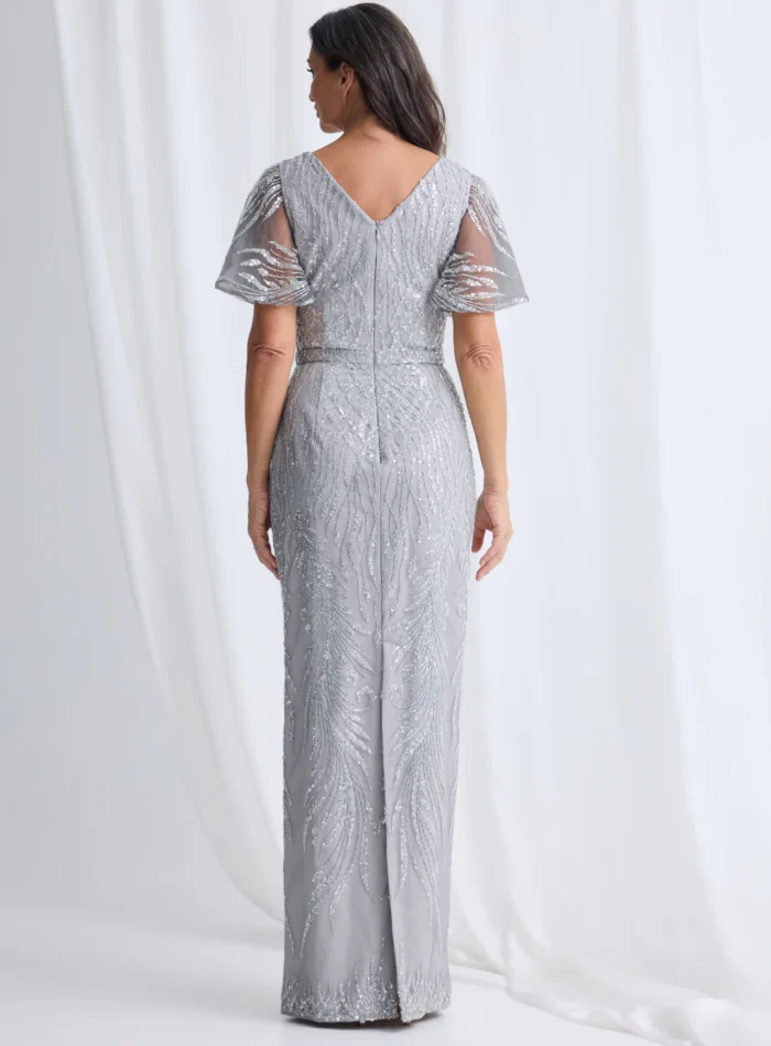 Georgia Beaded Dress Refined Sparkle with Elegant Movement in Silver Mother of the Groom Dress