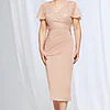 Joyce Beaded Mid Length Dress Soft Silhouette Detail in Blush Mother of the Bride Dress