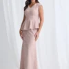 Kikki Beaded Gown Sculpted Elegance with Artful Detail in Blush Mother of the Groom Dress