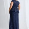 Kikki Beaded Gown Sculpted Elegance with Artful Detail in Navy Mother of the Groom Dress