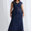 Kikki Beaded Gown Sculpted Elegance with Artful Detail in Navy Mother of the Groom Dress