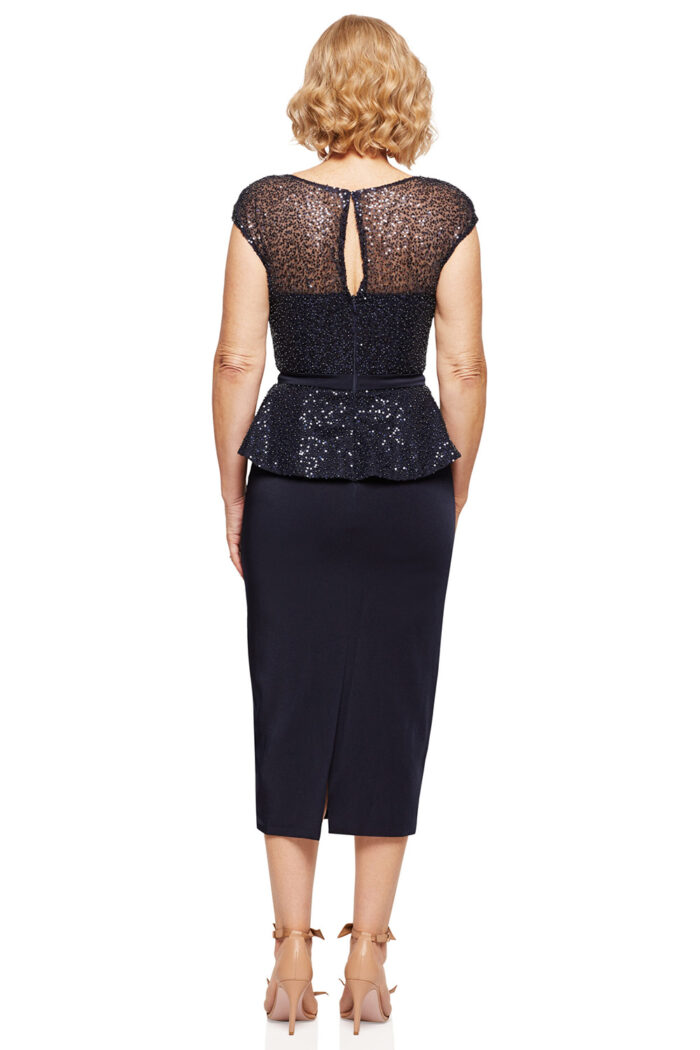 LEIA MIDI PEPLUM GOWN IN NAVY 3