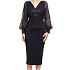 LOIS LONG SLEEVE BEADED MID LENGTH GOWN IN NAVY 1