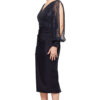 LOIS LONG SLEEVE BEADED MID LENGTH GOWN IN NAVY 2