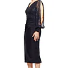 LOIS LONG SLEEVE BEADED MID LENGTH GOWN IN NAVY 2