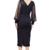 LOIS LONG SLEEVE BEADED MID LENGTH GOWN IN NAVY 3