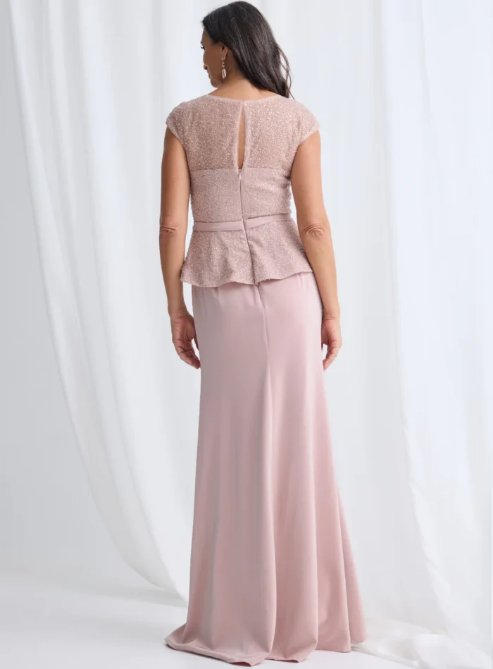 Leia Peplum Gown Graceful Beading with Refined Shape in Blush Mother of the Bride Dress