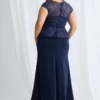 Leia Peplum Gown Graceful Beading with Refined Shape in Navy Mother of the Bride Dress