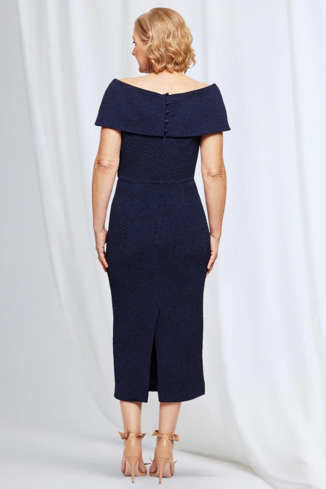 Phoebe Polished Cocktail Dress Elegance with Soft Structure in Navy Mother of the Groom Dress