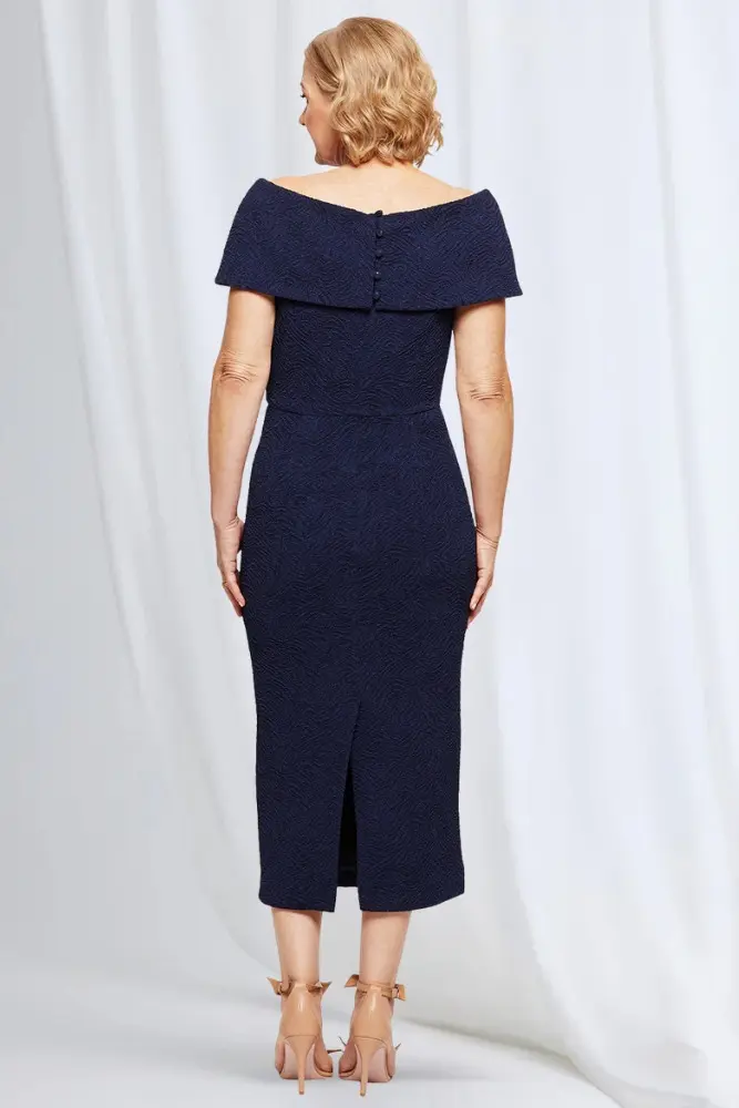 Phoebe Polished Cocktail Dress Elegance with Soft Structure in Navy Mother of the Groom Dress